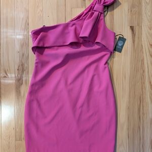 Vince Camuto Fuchsia One-Shoulder Dress